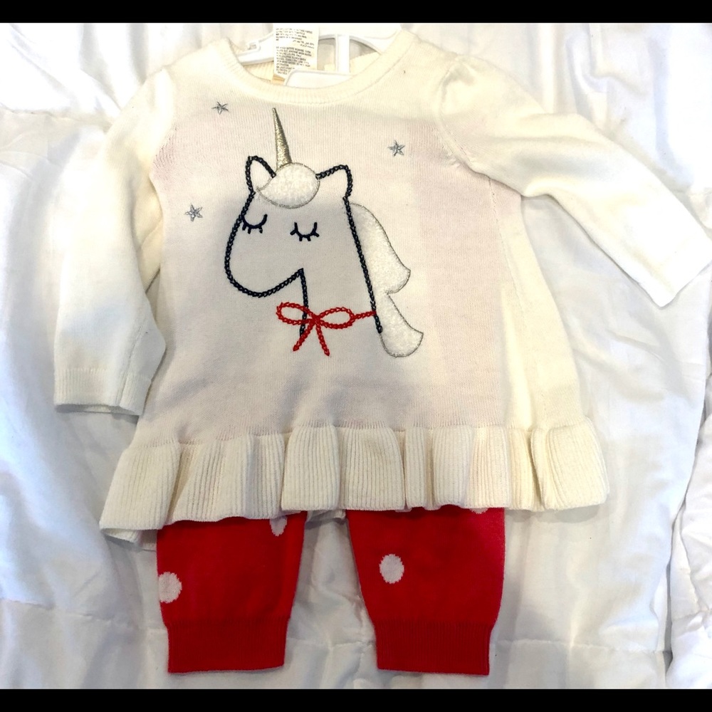 First impression 3-6 months sweater red polka dot